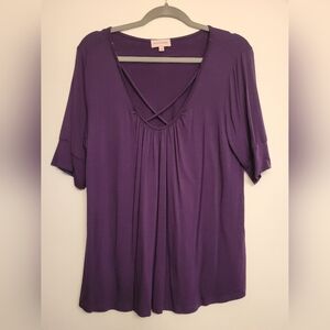 Molly and Isadora Purple Short Sleeve Women's Top